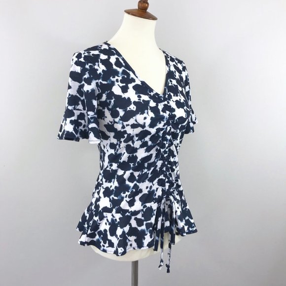 Juicy Couture Lush Shadow Gathered Front Flutter Sleeve Top Women’s Size M - Picture 10 of 15